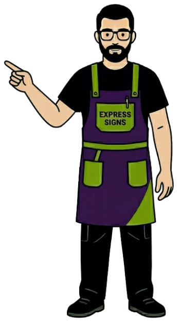 Express Signs Man Graphic Pointing To Contact Form Send Button